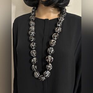 Black & White Tiger Kukui Nut Lei Hawaiian Jewelry Hand Made In Maui